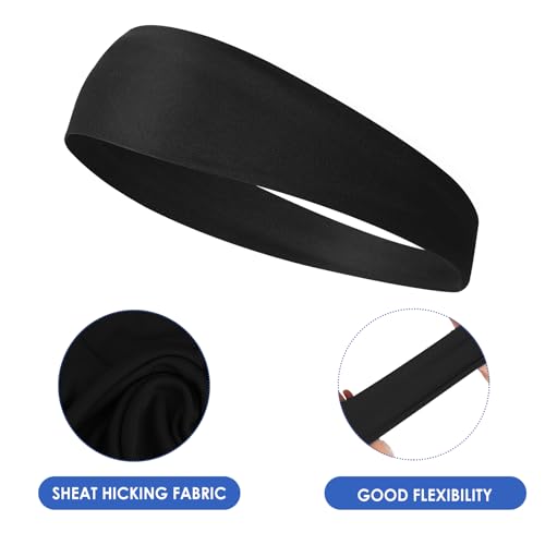 2 Pcs Youth Soccer Sports Headband - Sweat-Wicking Elastic Band - Black
