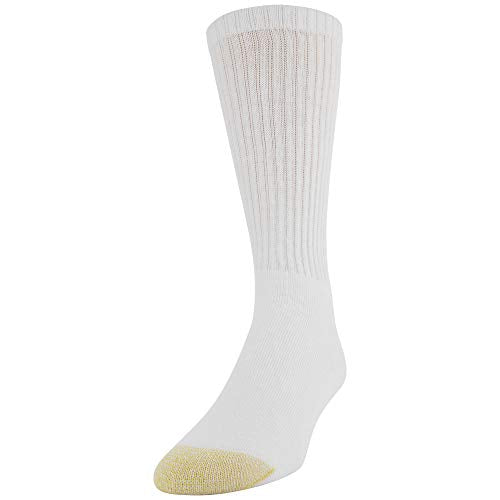 Gold Toe Men's Cotton Crew Athletic Socks 12 Pairs X-Large White - Moisture-Wicking, Cushioned Footwear