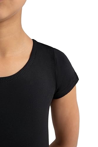 Short Sleeve Leotard for Girls - Soft Nylon-Spandex Blend