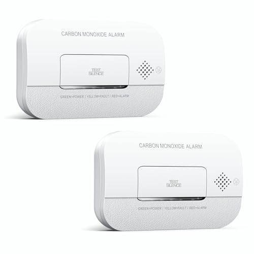 Ecoey Carbon Monoxide Detectors, 10-Year CO Detector with Human Alarm Sounds and Test Button, Carbon Monoxide Alarm Replaceable Battery-Operated for House and Bedroom, FJ127, 2 Packs