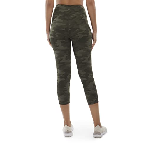 Danskin Women's Curved Contour Capri Leggings X-Large Olive Camo Print Activewear