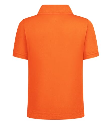 Youth Boys' Performance Polo Shirt Neon Orange 12 Years UPF 50+ Dry-Fit Active Golf & School Uniform