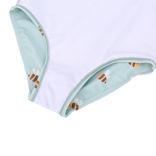 Girls' One-Piece Swimsuit - Adorable Bunny Floral Puff Sleeve - Green 7-8Y