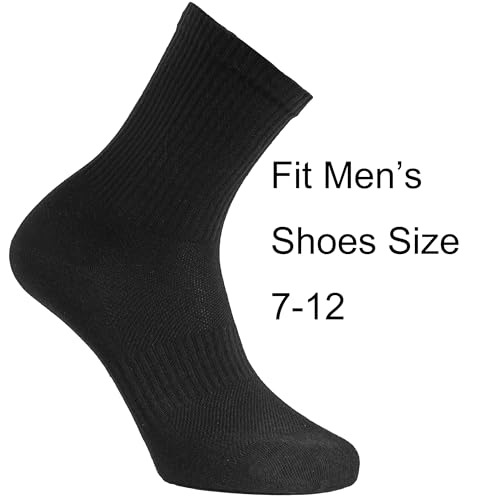 WindCrosser Men's Large Black Ankle Socks 6 Pairs Anti-Odor Seamless Cotton