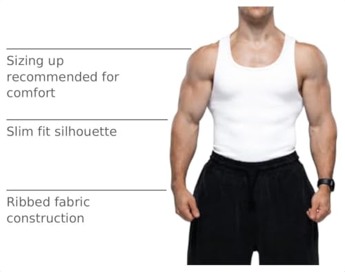 Ekkovision Men's Cotton Spandex Tank Top – Regular Fit, Ribbed White (Medium)