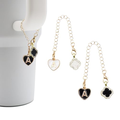 Personalized Letter Charm Set for Stanley Cups - Black & White-A