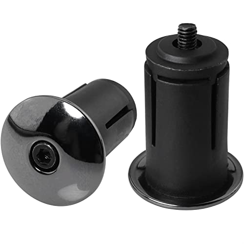 Luorng Aluminum Bike Bar End Plugs 1 Pair, Black, Expanding Locking Caps for Road & Mountain Bikes