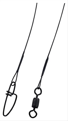Wire-Wound Fishing Leaders 12-inch, 30lb Test with Swivel & Snap, 3 Pack