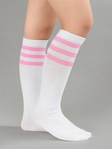 Knee High Toddler Soccer Socks - White & Pink, 3-6 Years