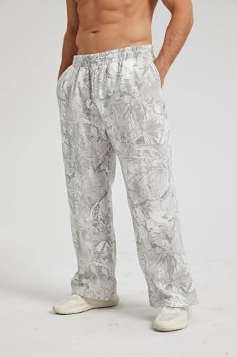 MSBESYOR Mens Light Grey Camo Joggers Small Athletic Sweatpants for Men