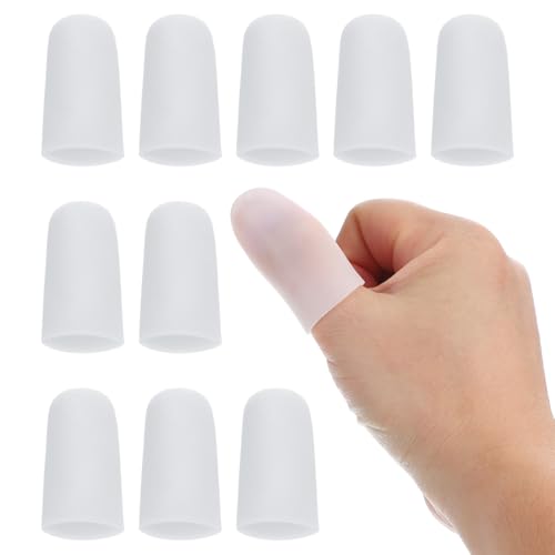 Silicone Gel Finger Cots - 1.6" White Fingertip Protectors (10 Pcs)