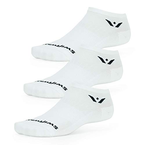 Swiftwick PERFORMANCE No Show Socks - 3 Pairs, Cushioned, Large, White