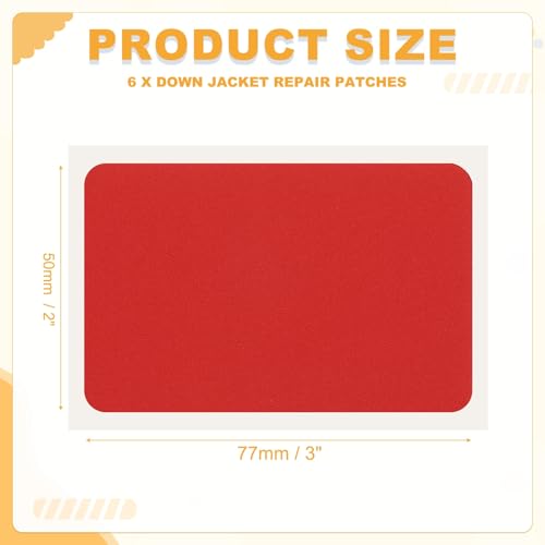 Self-Adhesive Nylon Repair Patches - 3x2 Inch, Red, 6pcs