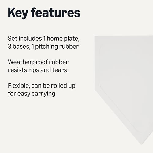 Weatherproof Rubber Softball & Baseball Bases Set - 5 Piece