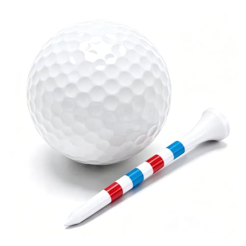 Wooden Golf Tees - 2-3/4 Inch with Red & Blue Mark, 100 Count