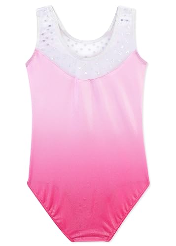 Girls' Gymnastics Leotard with Tutu - Pink Diamond, 7-8 Years