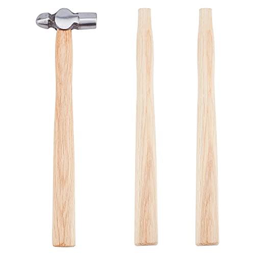 PH PandaHall 1pc Ball Peen Hammer with Two Spare Wooden Handle 4oz Dual-Headed Carbon Steel Hammer Heavy-Duty Metalworking Hammer for Household Workshop Metal Forming Repairing Rivet, 7.8"