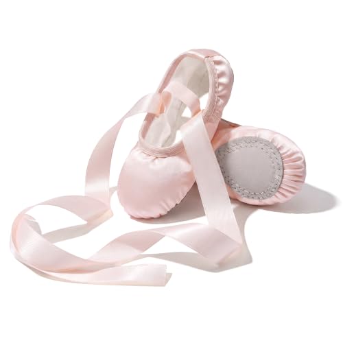 Ballet Shoes for Girls - Satin Ballerina with Ribbons - Ballet Pink