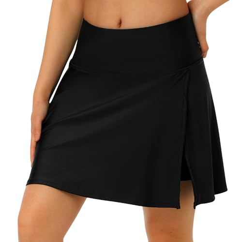 X-Large Black Women's 17” Long Swim Skirt Bathing Suit Bottoms Skort