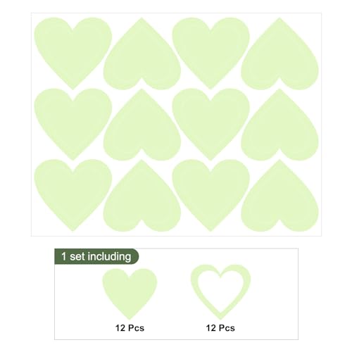 MECCANIXITY Glow in The Dark Heart Decals Decor Green Wall Stickers for Ceiling Bedroom Bedding Room 1 Set