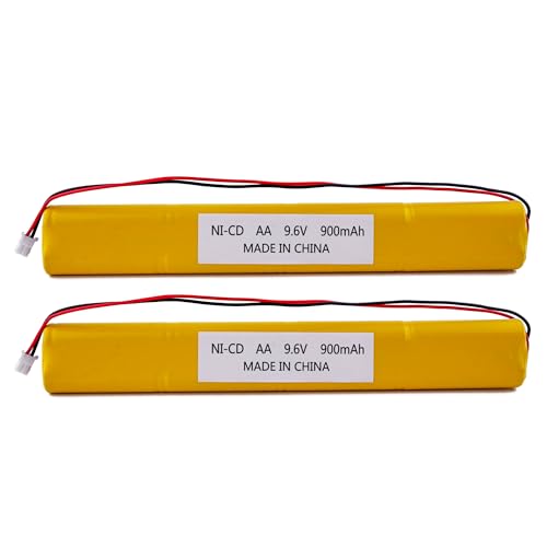 2 Pack 9.6V 900mAh Ni-Cd Exit Sign Emergency Light Battery - Compatible with BBAT0043A/BAT9.6V700/BBAT0044A/BAA-96.