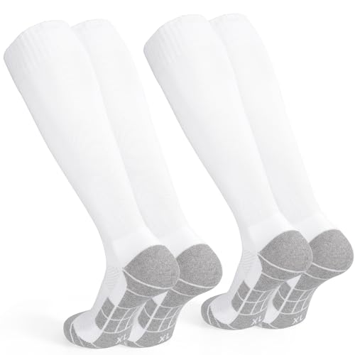 Athletic Soccer Socks - Moisture-Wicking Team Sports Gear - Small, White (2 Pairs)