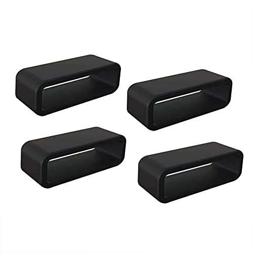20mm Silicone Watch Band Strap Loops - 4 Piece Black Keeper Set