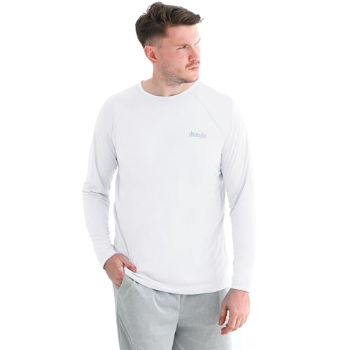 Men's UPF 50+ Long Sleeve Rash Guard Shirt - White, X-Large