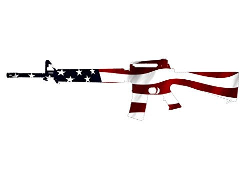 AR-15 Rifle Decal Sticker with USA Flag - 6.5" Vinyl Car Bumper