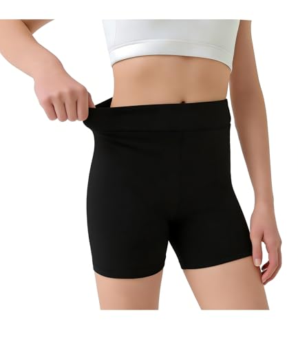 High Waisted Athletic Bike Shorts for Girls - 5" Black, Large-X-Large