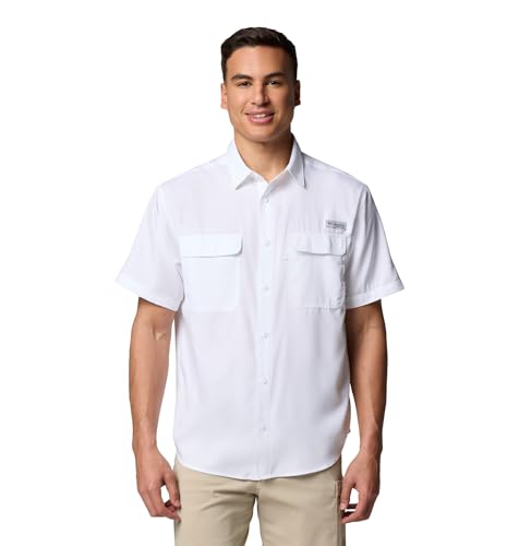 Columbia Men's PFG Backwater Short Sleeve Fishing Shirt - XL White UPF 40 Breathable