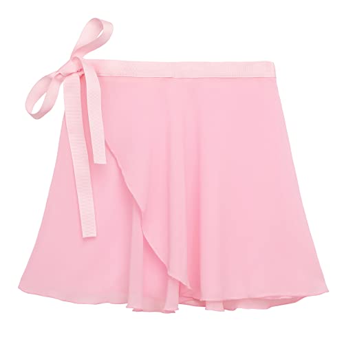 Ballet Wrap Skirt for Girls - Sheer Chiffon Tutu, Pink, 9-12 Years