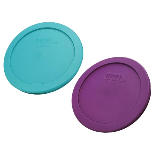 Pyrex 4-Cup Replacement Lids Set Turquoise & Purple – 7201-PC, Made in USA