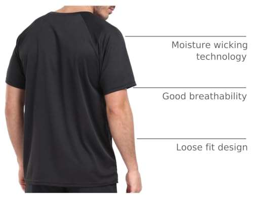 HovSiyla 5 Pack Men's Running Shirts - Breathable, Dry Fit Athletic Tops, Large, Multi-Color