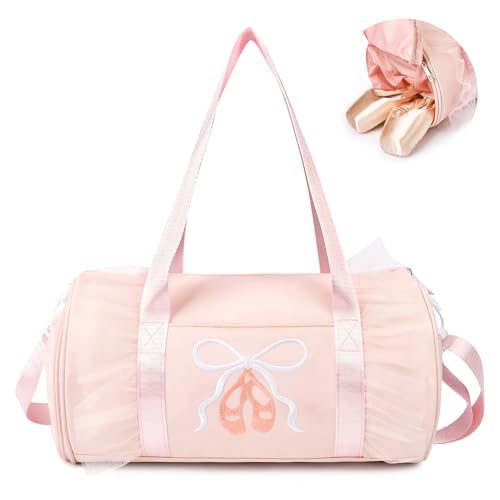KUIRAN 8L Pink Dance Bag with Shoe Compartment - Lightweight Water-Resistant Sport Duffel for Ballet, Gym & Travel