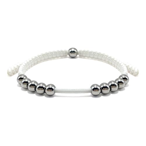 Golf Score Counter Bracelet - 10 Beads, Resizable, White