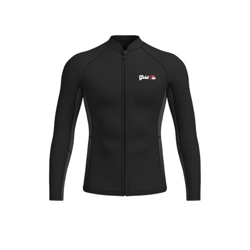 GoldFin Men's 2mm Neoprene Wetsuit Top Jacket Black X-Large Water Sports