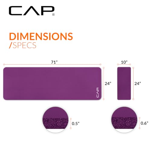 CAP Barbell 1/2-Inch High Density Yoga Mat with Knee Pad - Wine