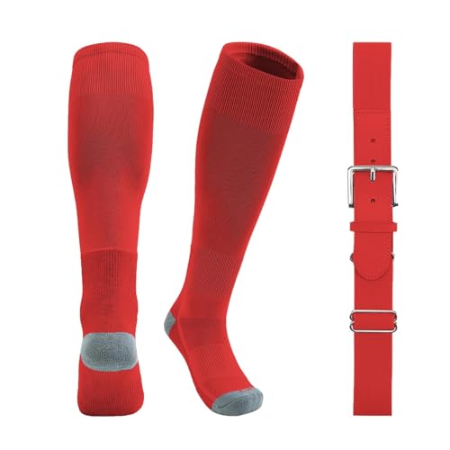 Kids Toddler Baseball Socks & Belt Set 2-4T A-Red Tee Ball Socks for 2-16 Years