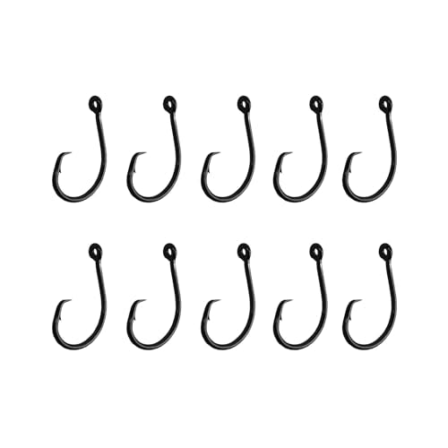 High-Carbon Steel Circle Fishing Hooks - 2/0 Size - 10 Pack