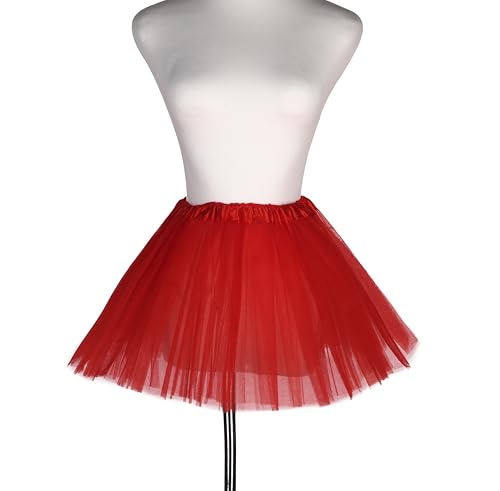 Girls Tutu Skirt - 3 Layers Tulle Ballet Costume - Red