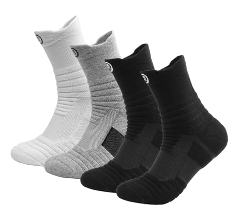 Basketball Socks - 4 Pairs Thick Compression Athletic Socks
