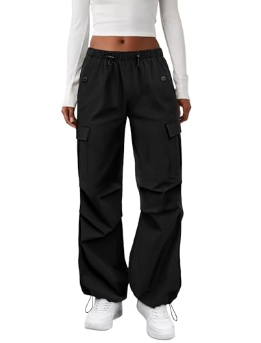 Water Resistant Cargo Pants for Women - Black Medium