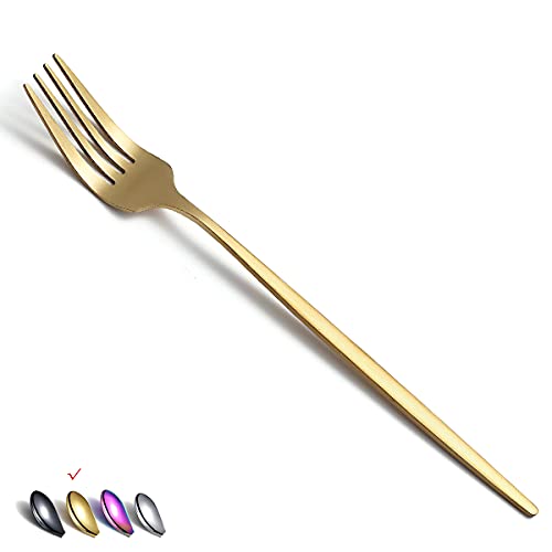 Matt Gold Dinner Fork Set - 6 Pieces, 8.4" Stainless Steel, Dishwasher Safe