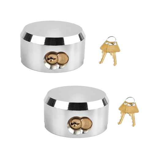 2 Pack Hidden Shackle Padlock Keyed Alike Heavy Duty Trailer Puck Padlocks Anti Theft 2-7/8" Solid Steel Puck Lock for Trailers Trucks Vans Shed Gates Garage