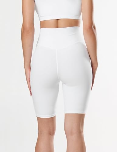 High Waisted Biker Shorts for Women - 5"/8" Tummy Control, Large-X-Large, White