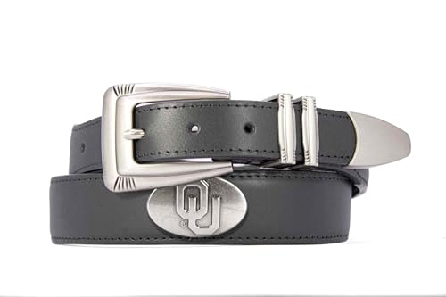 Oklahoma Sooners Crocodile Tip Leather Concho Belt - 36