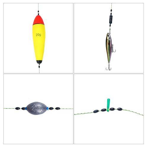 720PCS Fishing Bobber Stopper Kit - Oval Rubber Float Sinker Stops (S, M, L)