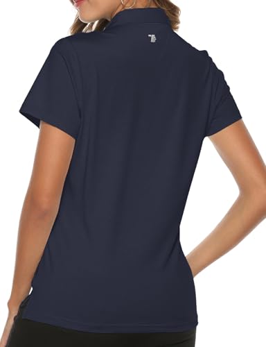 Women's Golf Polo Shirt - Short Sleeve, Quick Dry, Navy, Medium