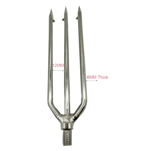 LkyRui 2PCS 6mm Thick 3-Prong Stainless Steel Fishing Harpoon for Fish & Frog Hunting